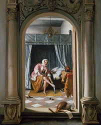 Kvinde på hendes toilet